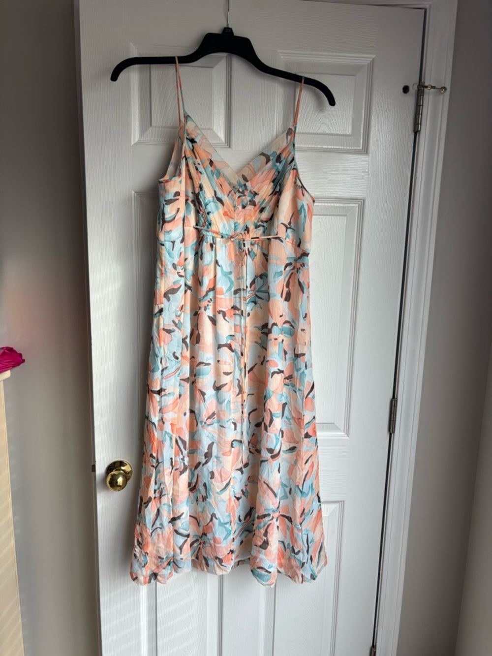 Anne Klein Peach and Light Blue Floral Midi Dress